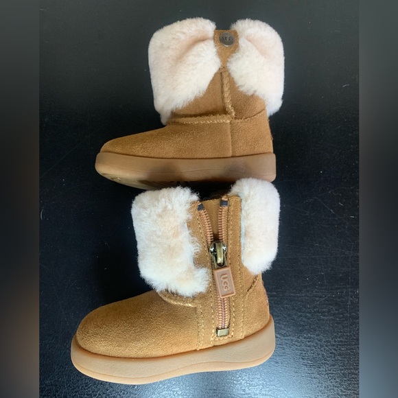 UGG Baby Girl RAMONA Boot CHESTNUT Suede INFANT Size 2/3 Small 6-12 Months - Picture 5 of 12